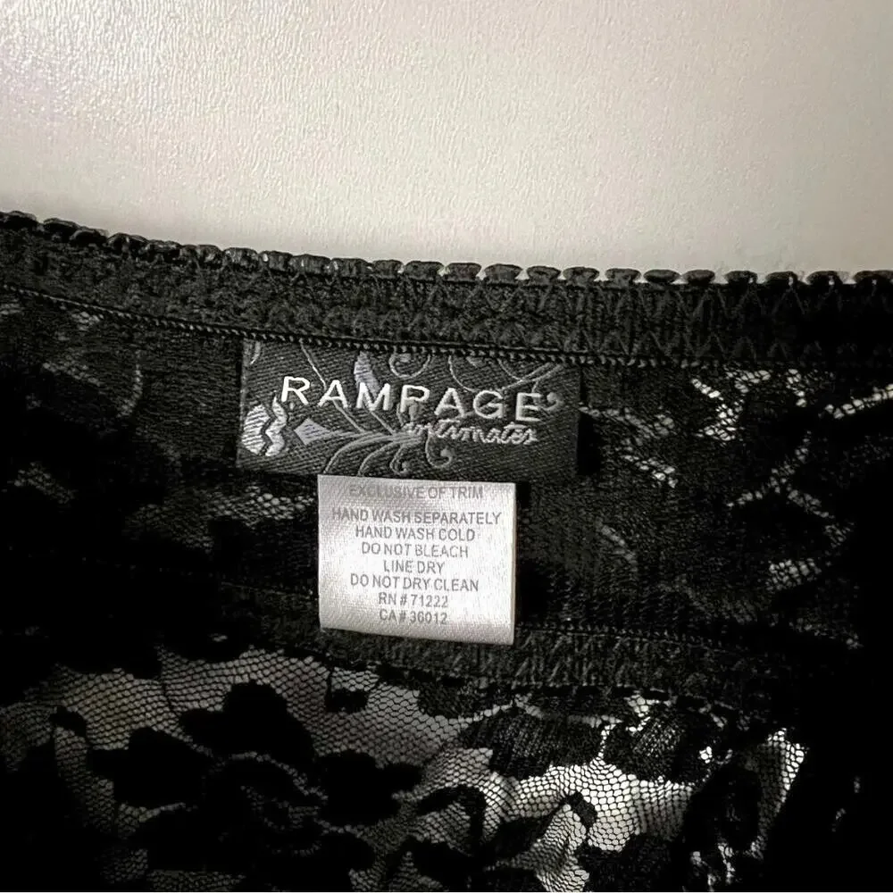 Rampage Intimates Stretch Black Lace Lingerie Slip Dress Sz 2X Glam Goth